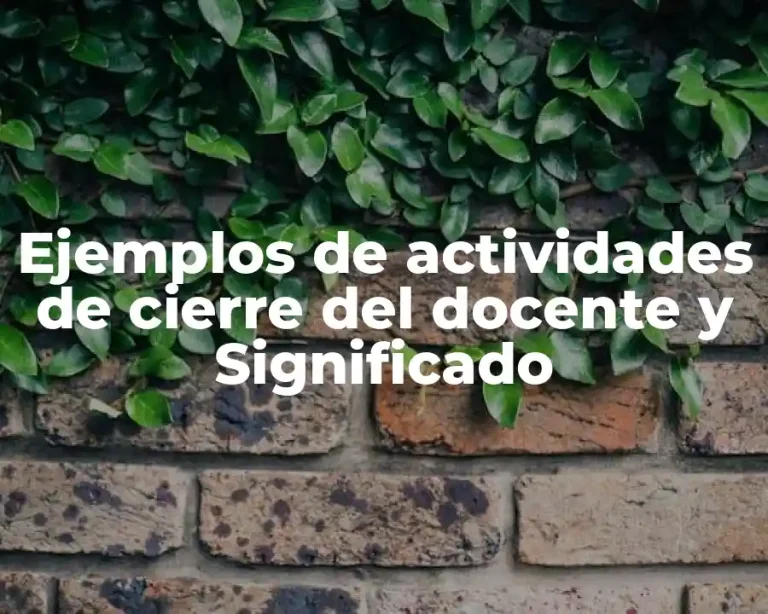 Ejemplos de actividades de cierre del docente y Significado