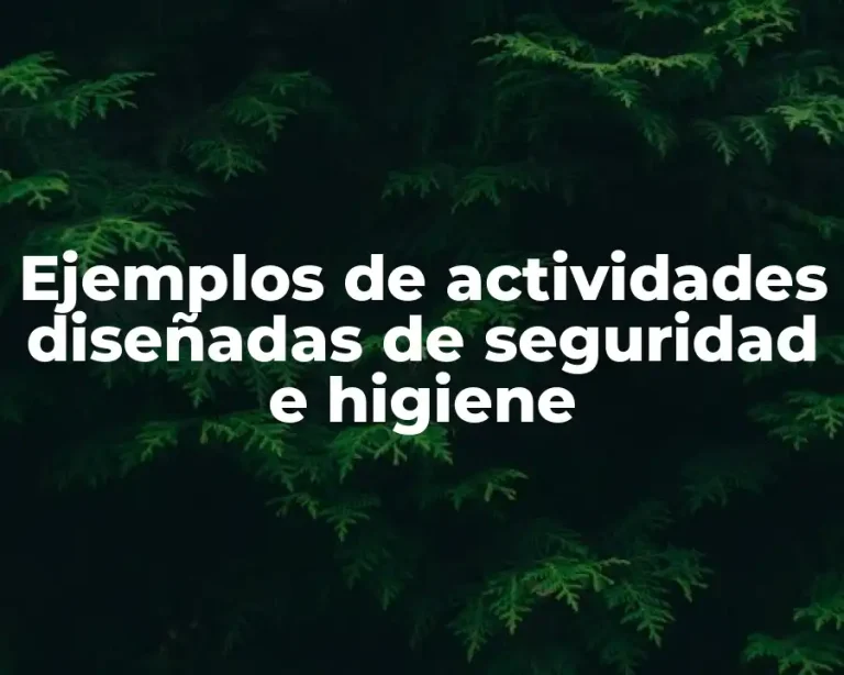 Ejemplos de actividades diseñadas de seguridad e higiene