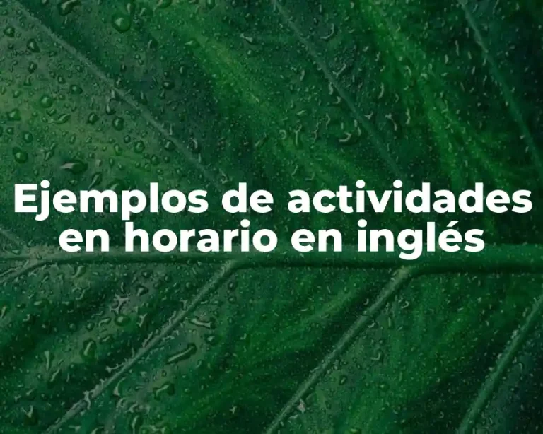 Ejemplos de actividades en horario en inglés
