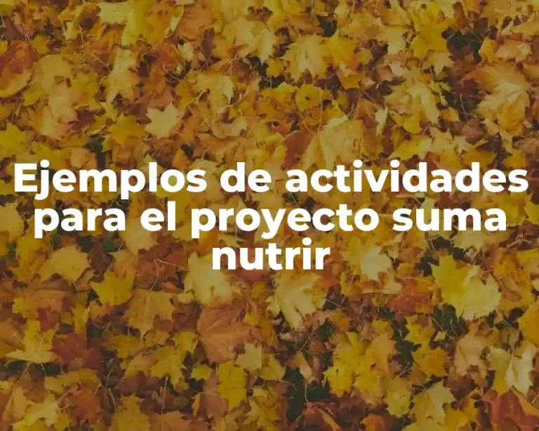Ejemplos de actividades para el proyecto suma nutrir