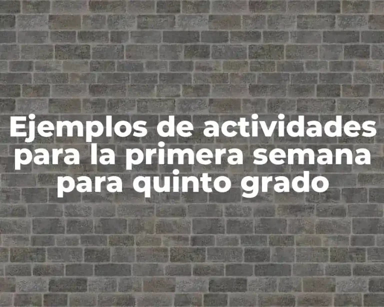 Ejemplos de actividades para la primera semana para quinto grado