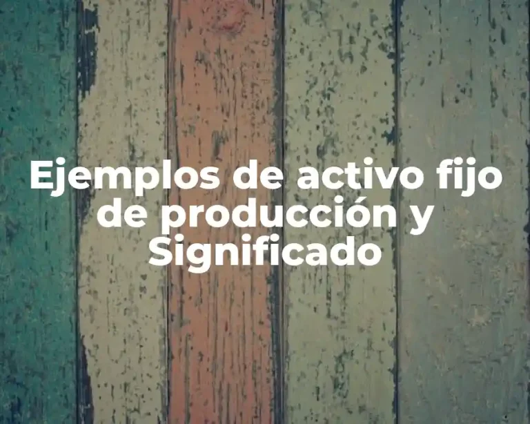 Ejemplos de activo fijo de producción y Significado