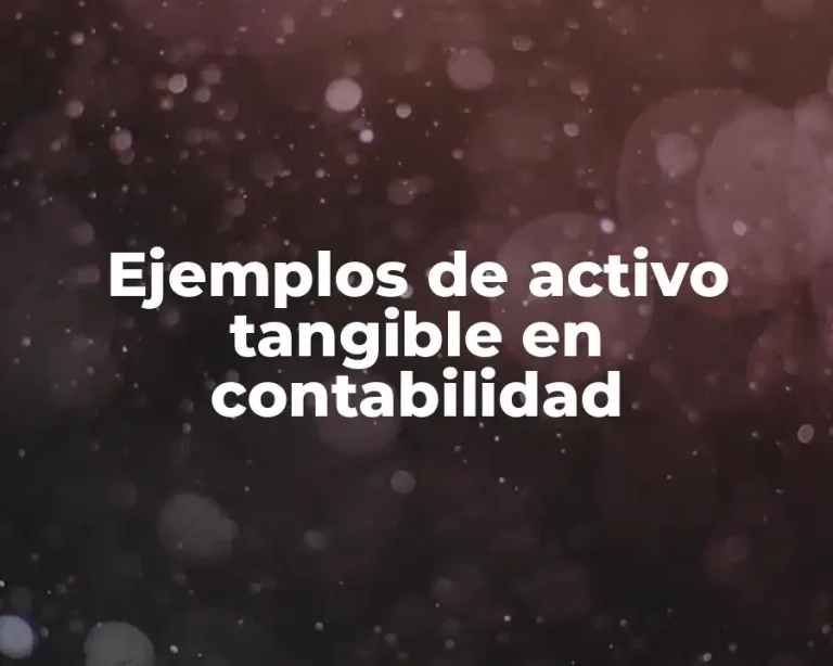 Ejemplos de activo tangible en contabilidad