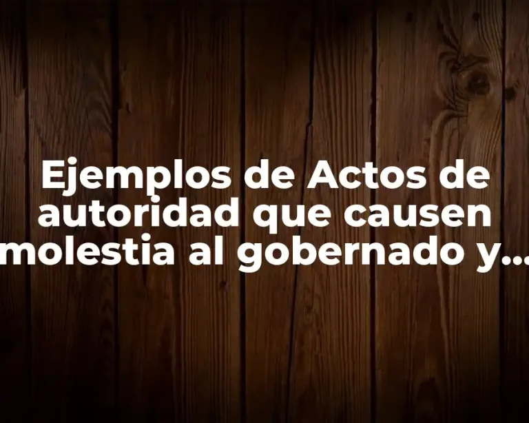 Ejemplos de Actos de autoridad que causen molestia al gobernado y Significado