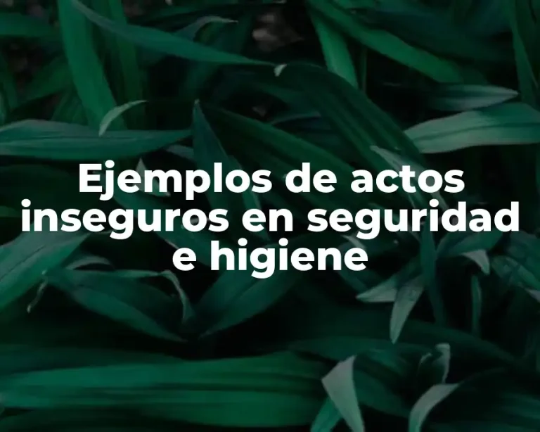 Ejemplos de actos inseguros en seguridad e higiene