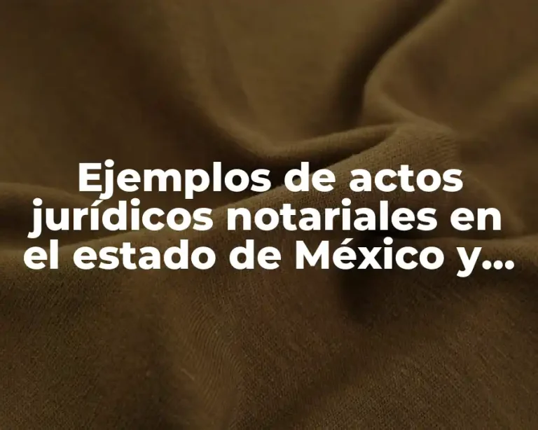 Ejemplos de actos jurídicos notariales en el estado de México y Significado