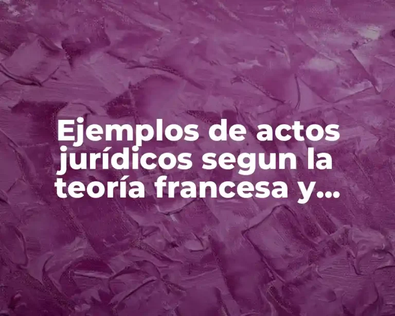 Ejemplos de actos jurídicos segun la teoría francesa y Significado