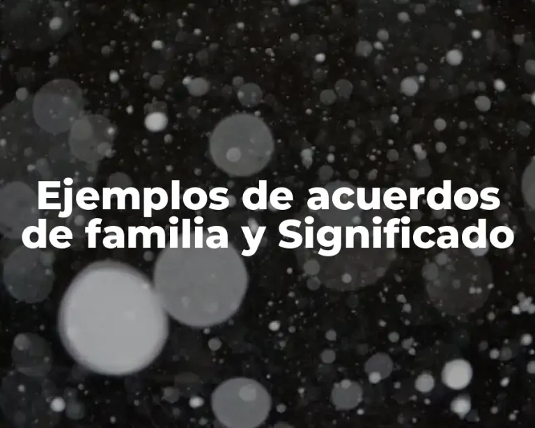 Ejemplos de acuerdos de familia y Significado