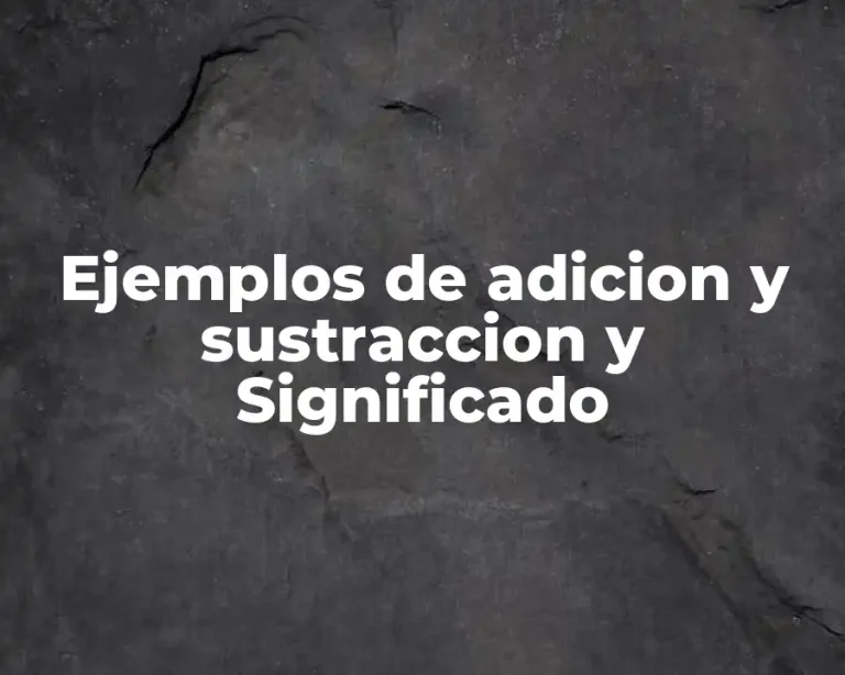 Ejemplos de adicion y sustraccion y Significado