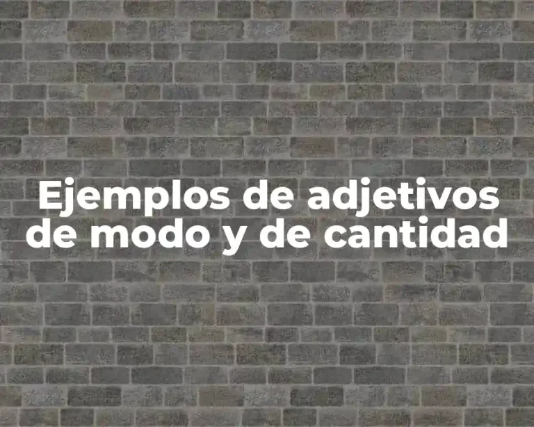 Ejemplos de adjetivos de modo y de cantidad