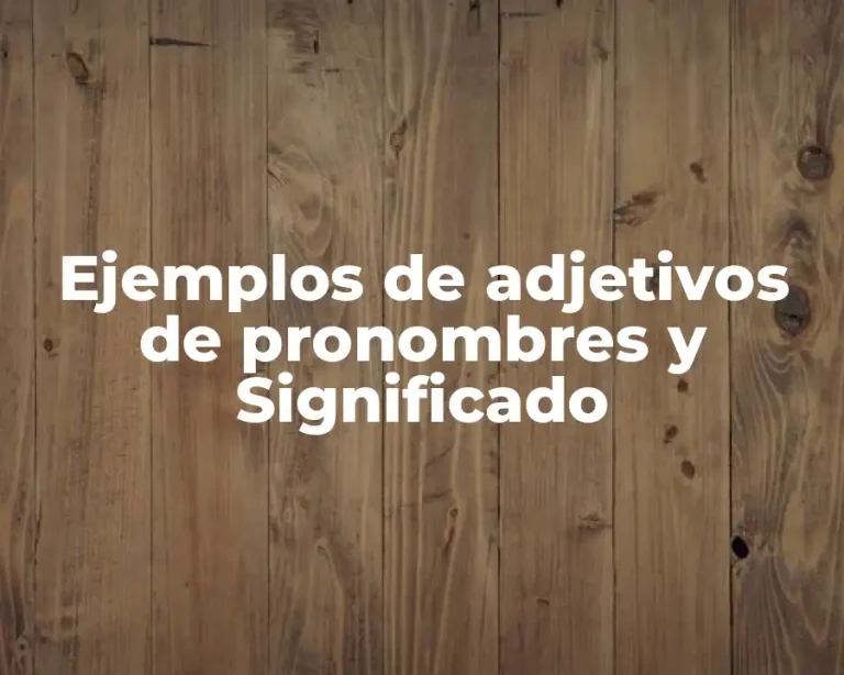 Ejemplos de adjetivos de pronombres y Significado