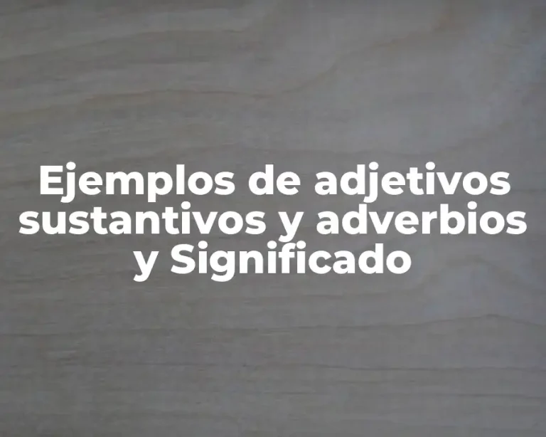 Ejemplos de adjetivos sustantivos y adverbios y Significado