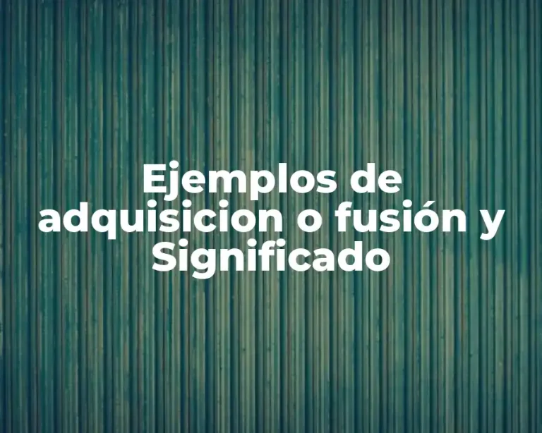 Ejemplos de adquisicion o fusión y Significado