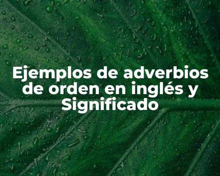 Ejemplos de adverbios de orden en inglés y Significado