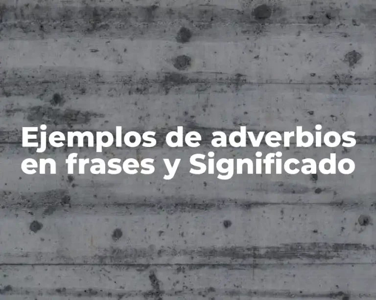 Ejemplos de adverbios en frases y Significado