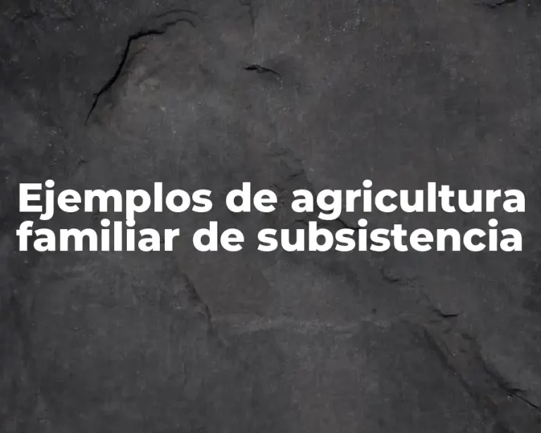 Ejemplos de agricultura familiar de subsistencia
