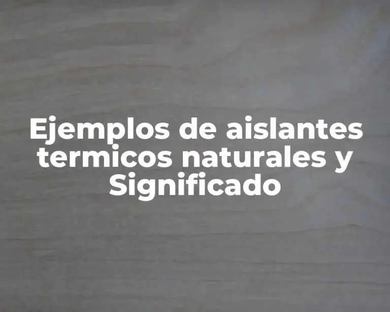 Ejemplos de aislantes termicos naturales y Significado