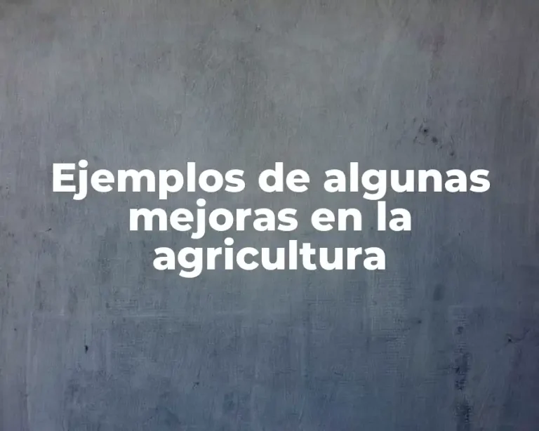 Ejemplos de algunas mejoras en la agricultura