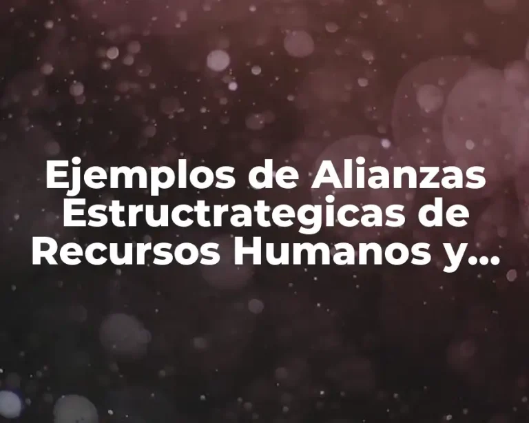 Ejemplos de Alianzas Estructrategicas de Recursos Humanos y Significado