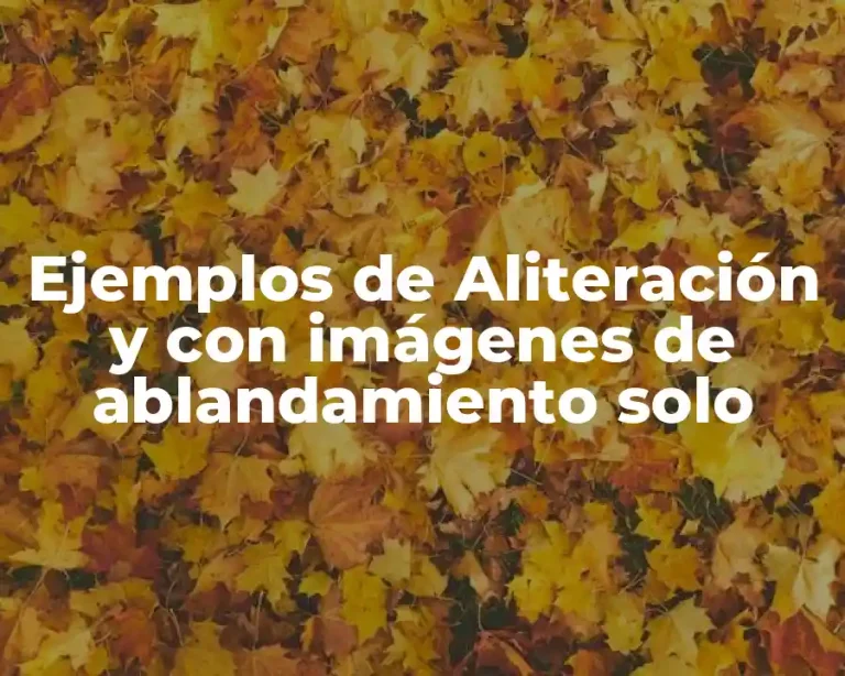 Ejemplos de Aliteración y con imágenes de ablandamiento solo