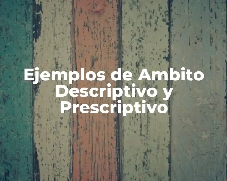 Ejemplos de Ambito Descriptivo y Prescriptivo