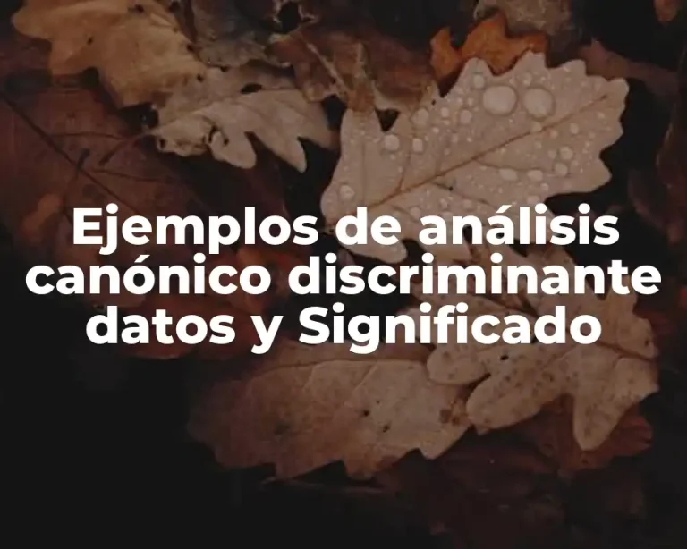 Ejemplos de análisis canónico discriminante datos y Significado