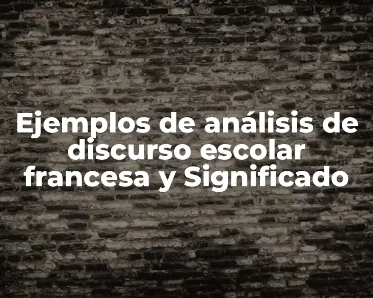 Ejemplos de análisis de discurso escolar francesa y Significado