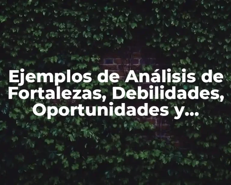 Ejemplos de Análisis de Fortalezas, Debilidades, Oportunidades y Amenazas