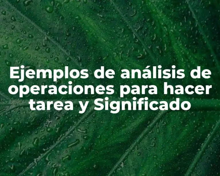 Ejemplos de análisis de operaciones para hacer tarea y Significado