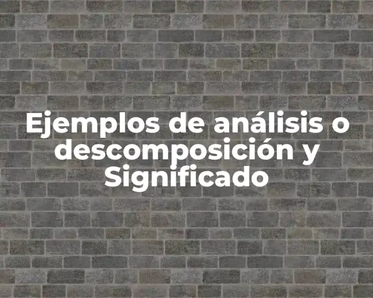 Ejemplos de análisis o descomposición y Significado