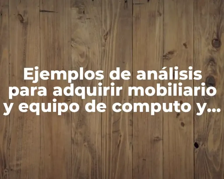 Ejemplos de análisis para adquirir mobiliario y equipo de computo y Significado