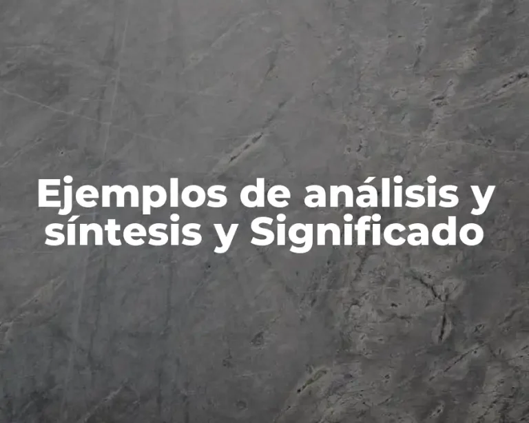 Ejemplos de análisis y síntesis y Significado