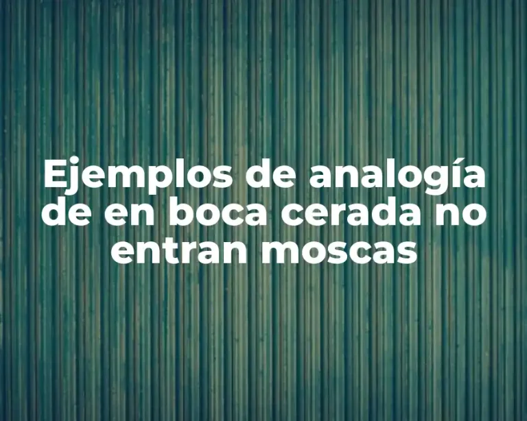 Ejemplos de analogía de en boca cerada no entran moscas