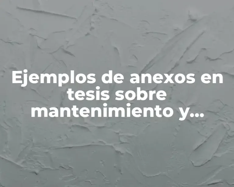 Ejemplos de anexos en tesis sobre mantenimiento y Significado