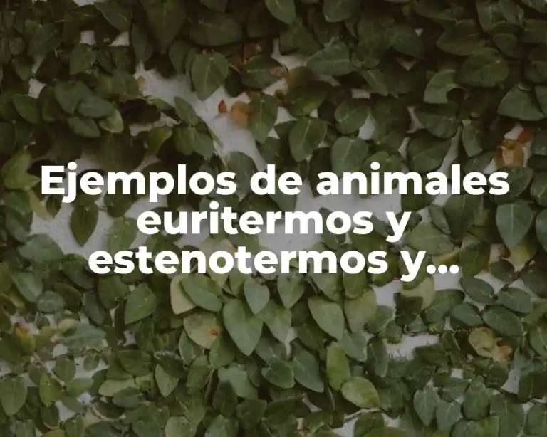 Ejemplos de animales euritermos y estenotermos y Significado