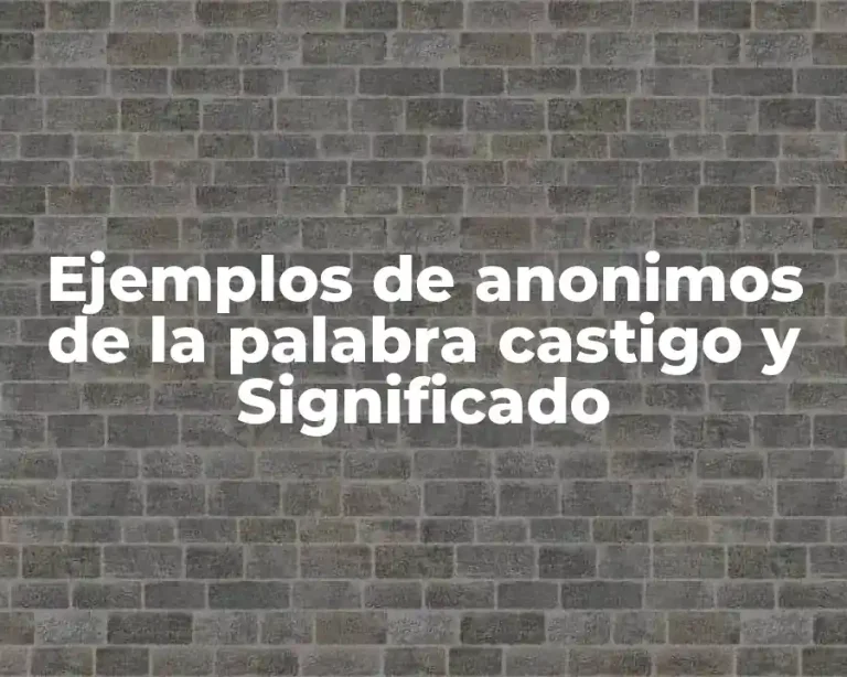 Ejemplos de anonimos de la palabra castigo y Significado