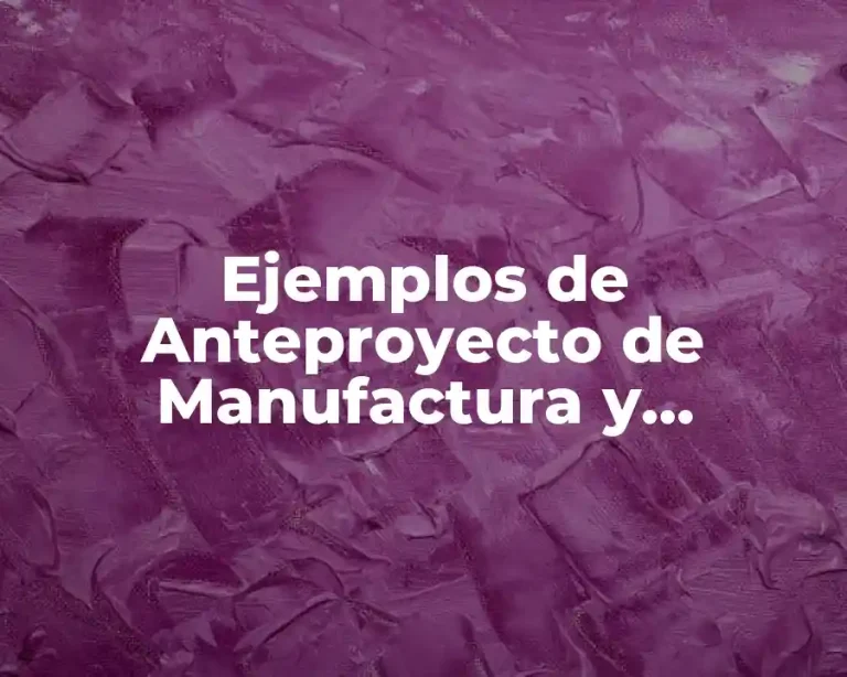 Ejemplos de Anteproyecto de Manufactura y Significado