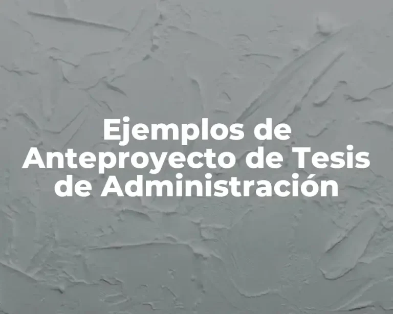 Ejemplos de Anteproyecto de Tesis de Administración