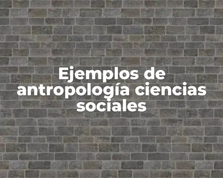 Ejemplos de antropología ciencias sociales
