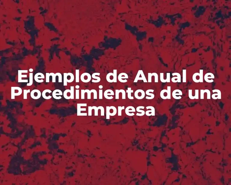 Ejemplos de Anual de Procedimientos de una Empresa