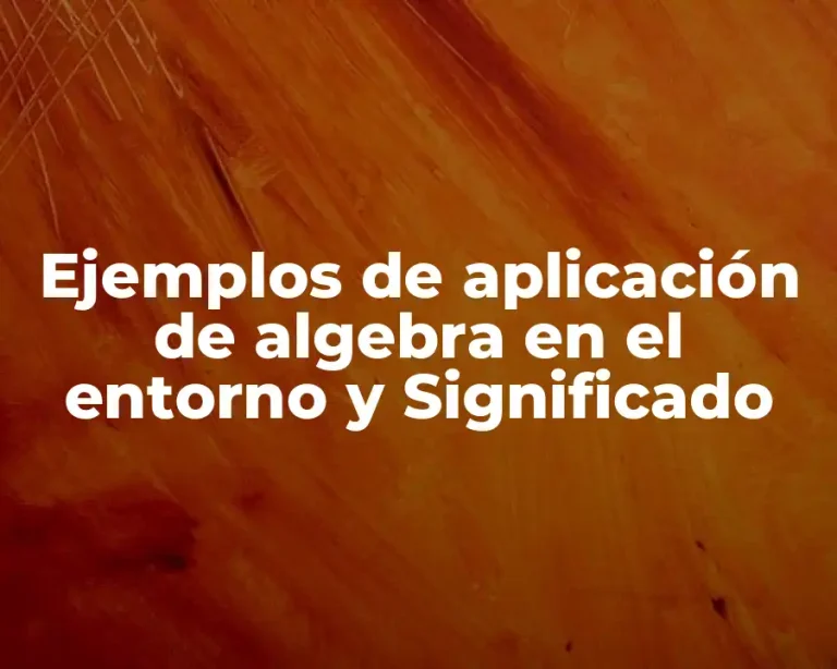 Ejemplos de aplicación de algebra en el entorno y Significado
