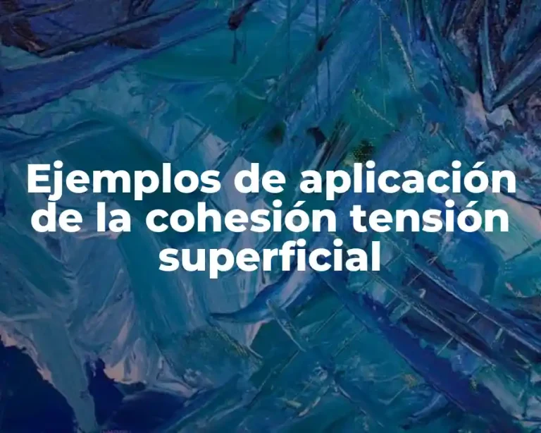 Ejemplos de aplicación de la cohesión tensión superficial