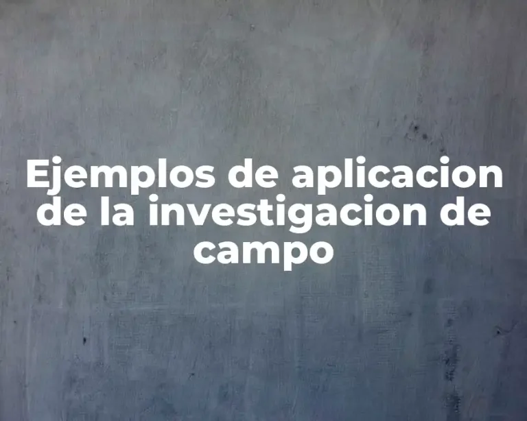 Ejemplos de aplicacion de la investigacion de campo
