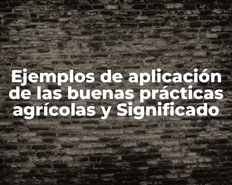 Ejemplos de aplicación de las buenas prácticas agrícolas y Significado