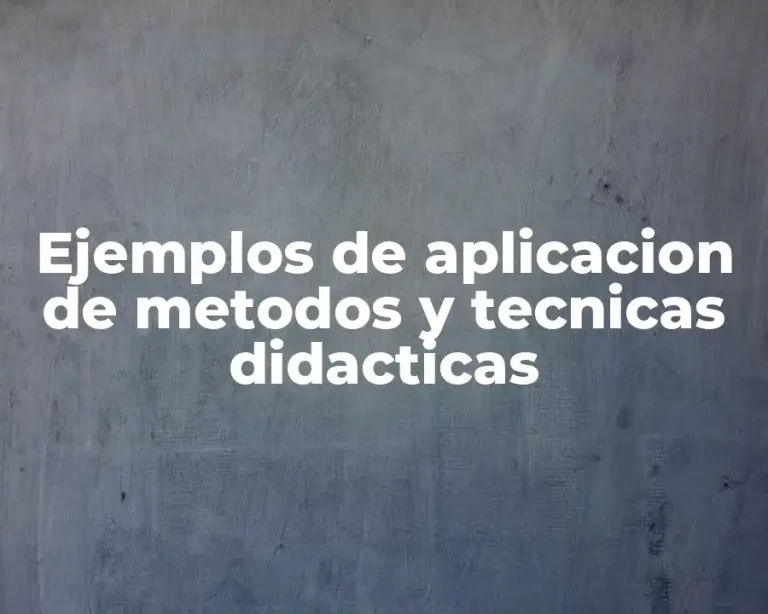Ejemplos de aplicacion de metodos y tecnicas didacticas