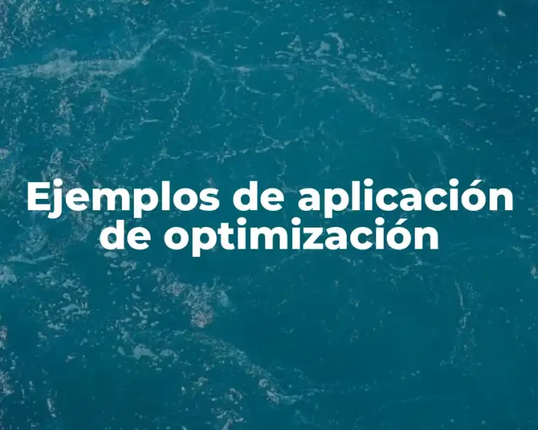 Ejemplos de aplicación de optimización