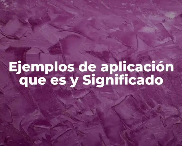 Ejemplos de aplicación que es y Significado
