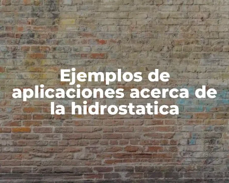 Ejemplos de aplicaciones acerca de la hidrostatica