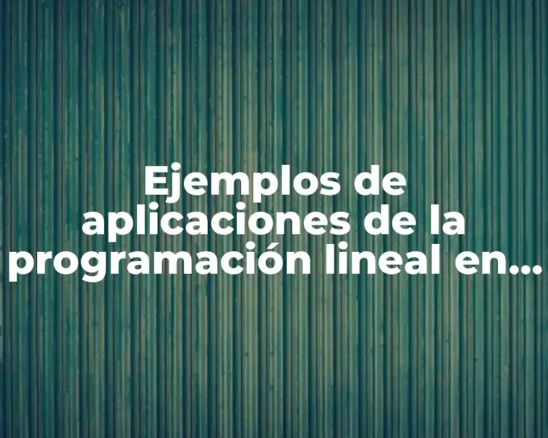 Ejemplos de aplicaciones de la programación lineal en diferentes áreas