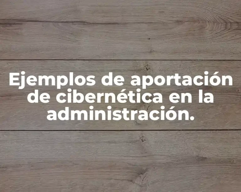 Ejemplos de aportación de cibernética en la administración.